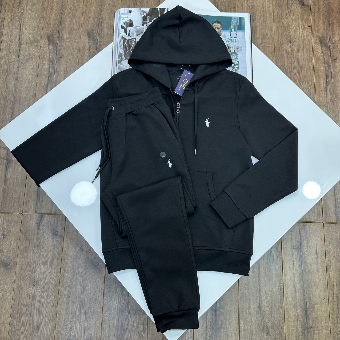 R LAUREN TRACK SUITE - BLACK