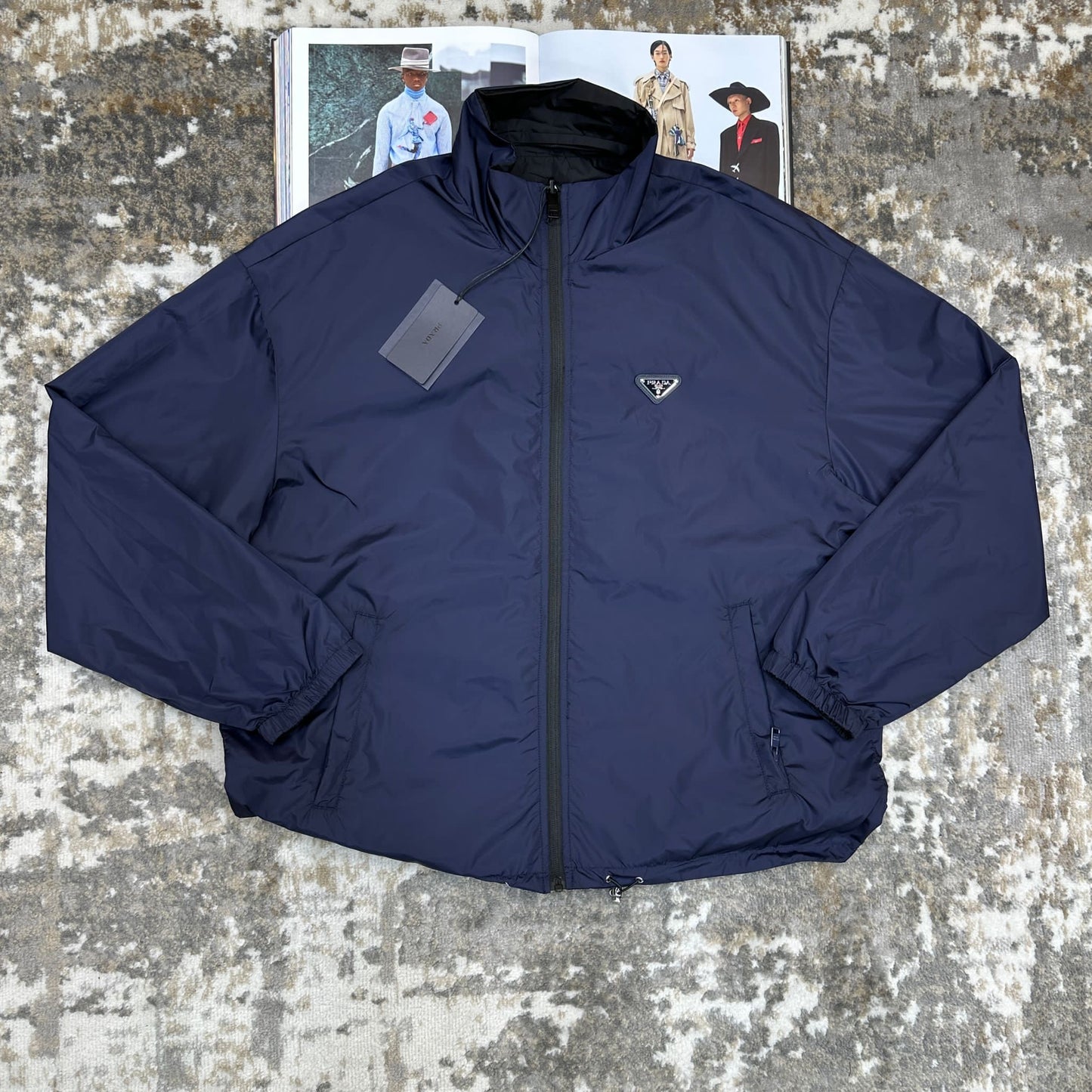 PDA REVERSIBLE RAIN JACKET - BLACK-NAVY