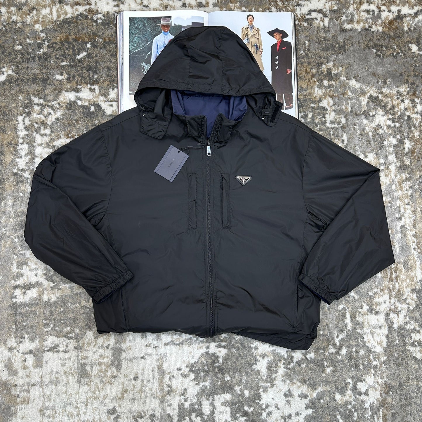 PDA REVERSIBLE RAIN JACKET - BLACK-NAVY