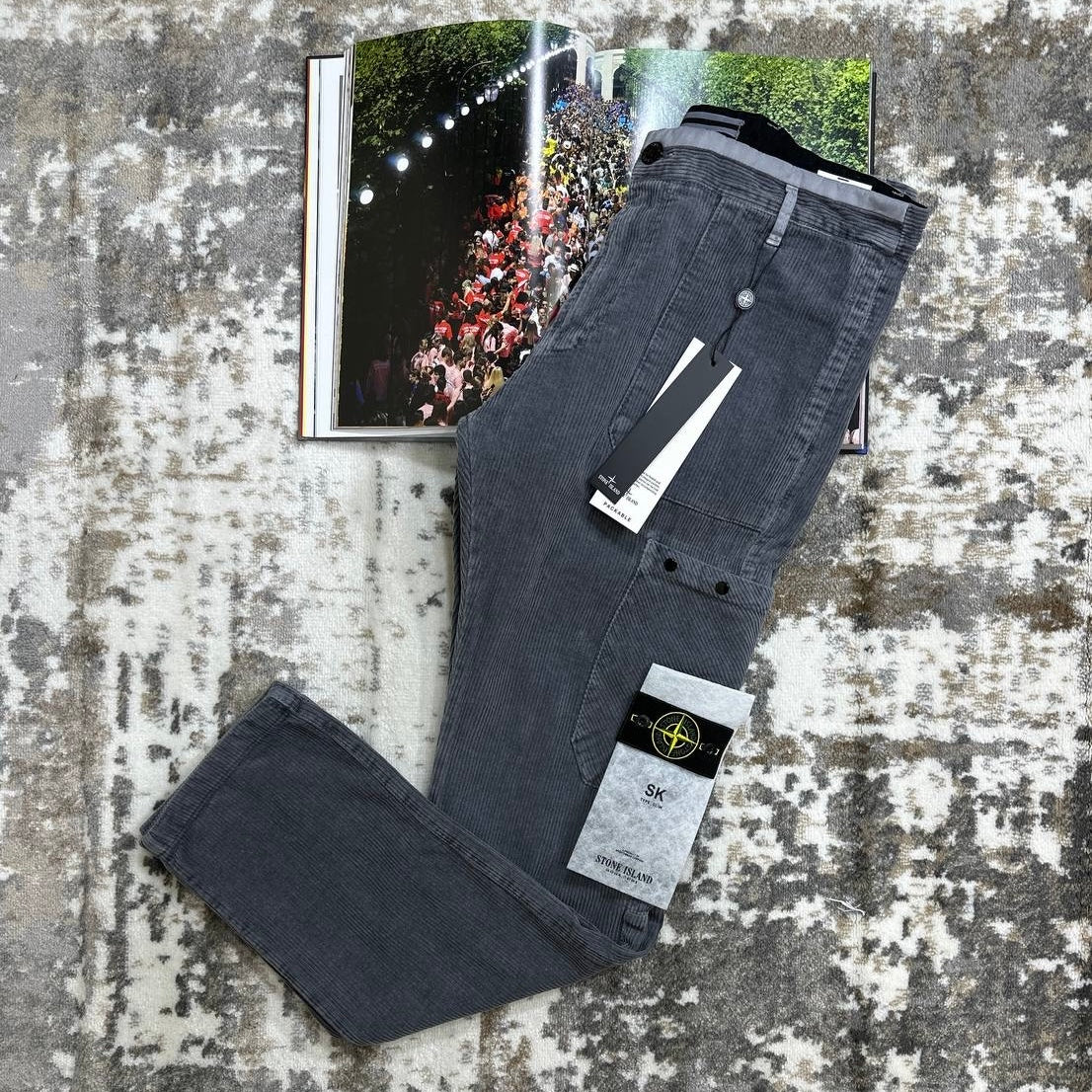 STNE CORD PANTS-GREY