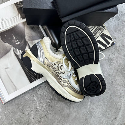CHNEL LADIES TRAINER - GOLDEN -WHITE