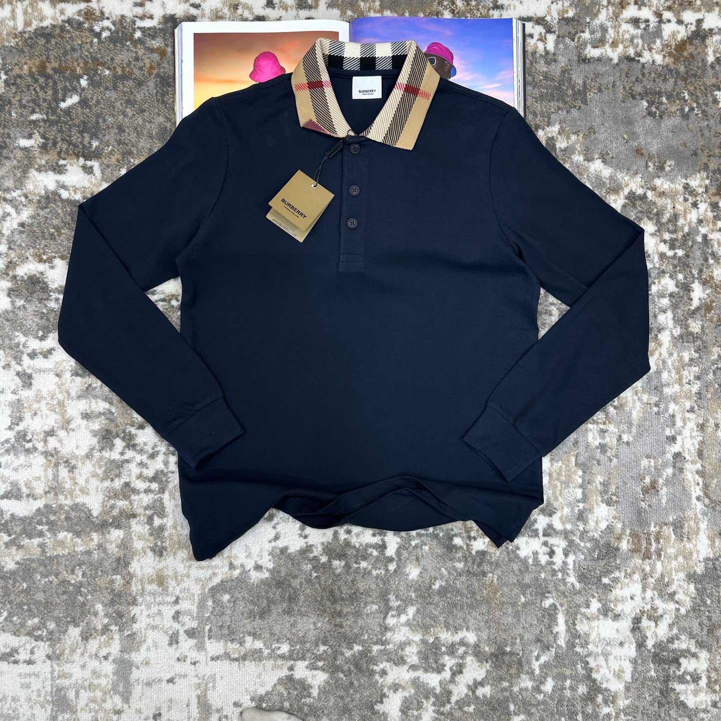 BURB LONG SLEEVE POLO - NAVY