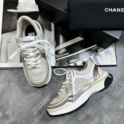 CHNEL LADIES TRAINER - GEAY-WHITE