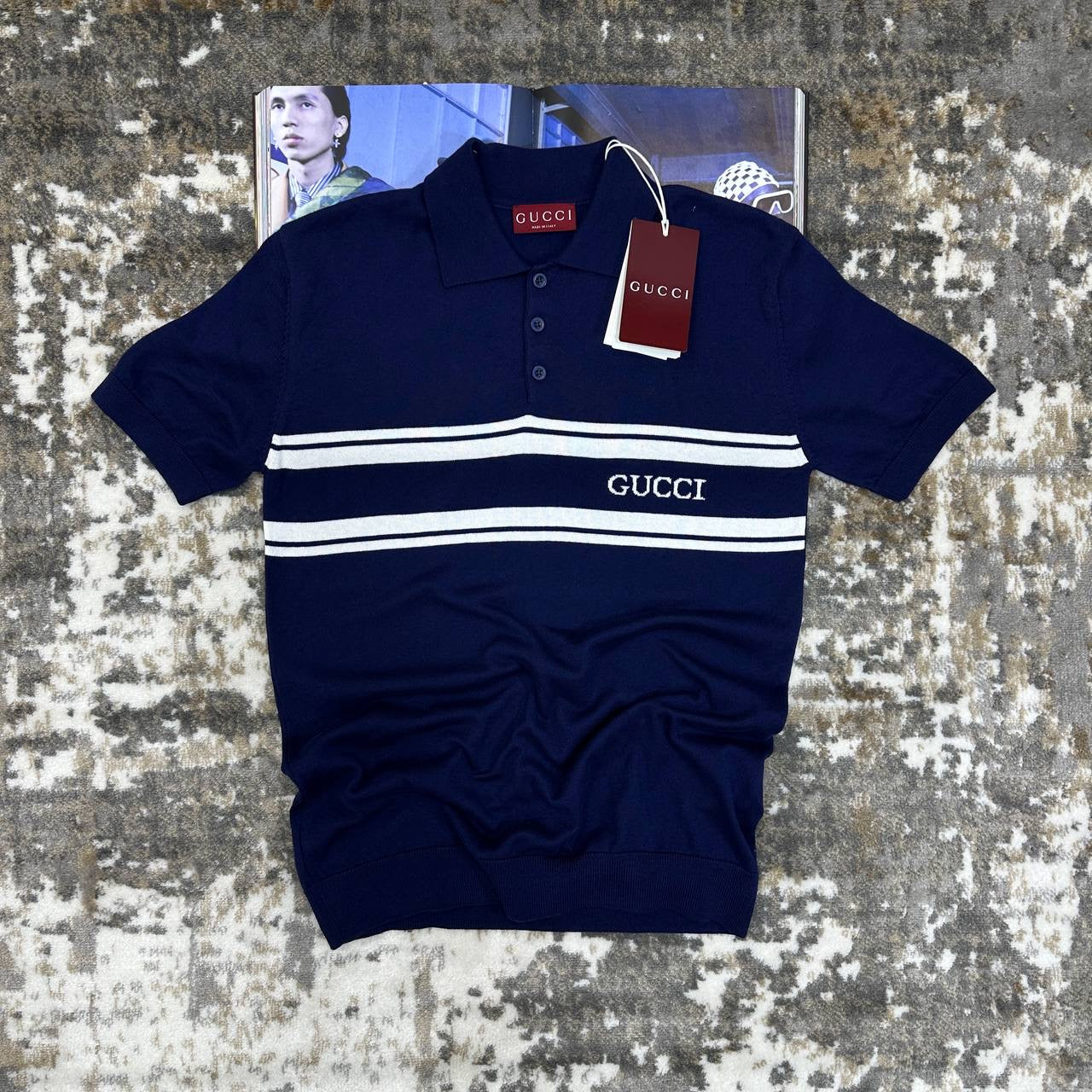 GUCI KNITTED POLO NAVY