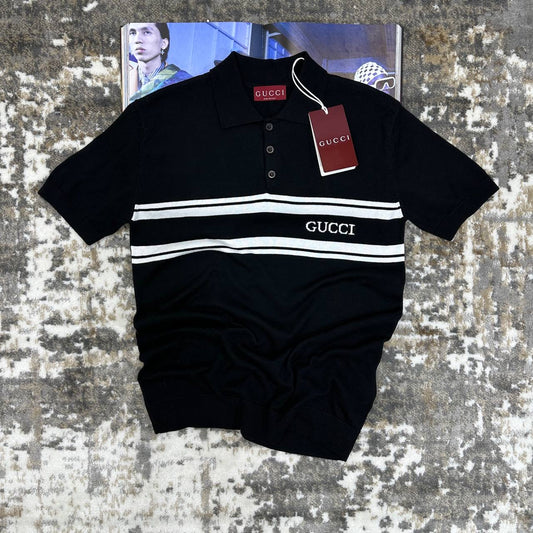 GUCI KNITTED POLO BLACK